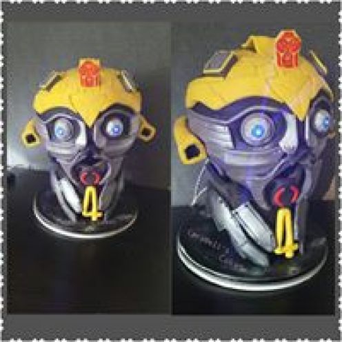 TRANSFORMERS BUMBLEBEE HEAD CAKE WITH LIGHTS